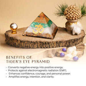 Tiger Eye, Malachite, and Selenite Orgone Pyramid