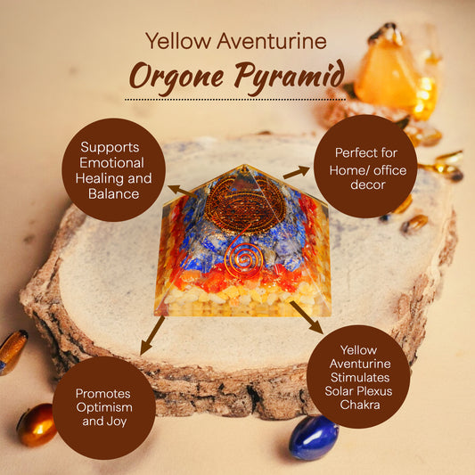 Yellow Aventurine, Carnelian, and Lapis Lazuli Orgone Pyramid
