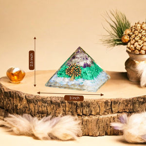 Amethyst, Malachite, and Opalite Orgone Pyramid
