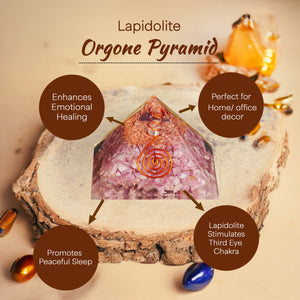 Lepidolite Orgone Crystal Stone Pyramid