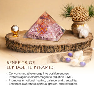 Lepidolite Orgone Crystal Stone Pyramid