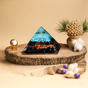Black Tourmaline and Turquoise Orgone Pyramid