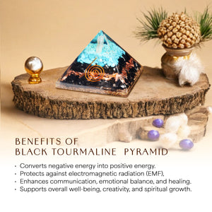 Black Tourmaline and Turquoise Orgone Pyramid
