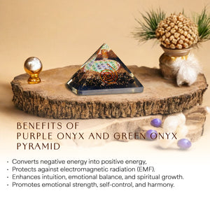Purple Onyx and Green Onyx Orgone Pyramid