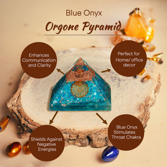 Blue Onyx Orgone Pyramid For Communication
