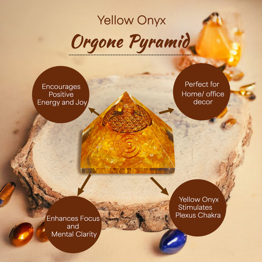 Yellow Onyx Orgone Crystal Pyramid