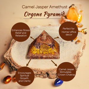 Camel Jasper and Amethyst Orgone Crystal Pyramid