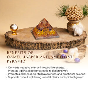 Camel Jasper and Amethyst Orgone Crystal Pyramid