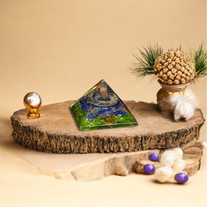 Green Onyx and Lapis Lazuli Orgone Crystal Pyramid