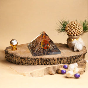 Black Tourmaline and Clear Quartz Orgone Pyramid
