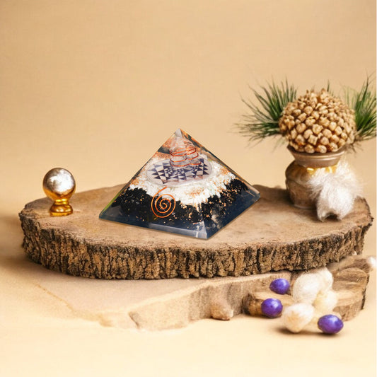 Black Tourmaline and Selenite Orgone Pyramid For Protection