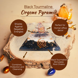 Black Tourmaline and Selenite Orgone Pyramid For Protection