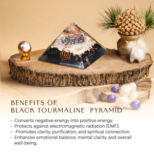Black Tourmaline and Selenite Orgone Pyramid For Protection