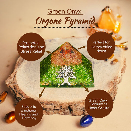 Green Onyx Orgone Crystal Pyramid For Healing