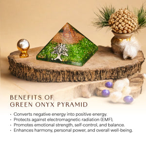 Green Onyx Orgone Crystal Pyramid For Healing