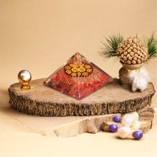 Red Jasper Om Orgone Crystal Pyramid