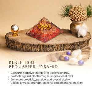 Red Jasper Om Orgone Crystal Pyramid