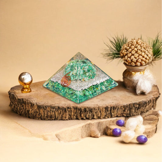 Green Aventurine Orgone Pyramid for Home Decor