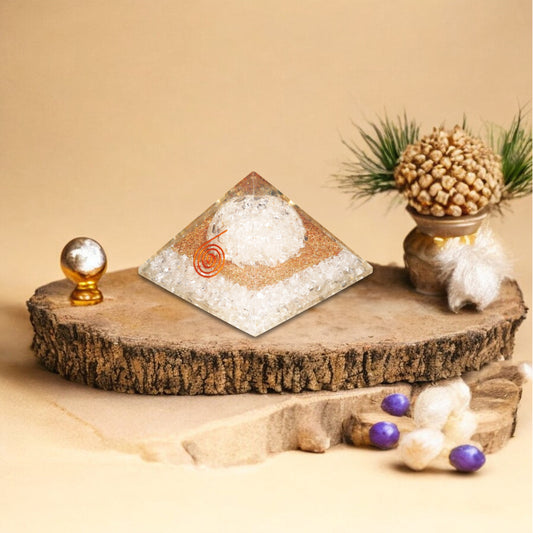 Clear Quartz Orgone Crystal Pyramid For Focus
