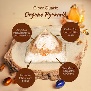 Clear Quartz Orgone Crystal Pyramid For Focus