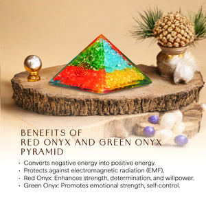 Red Onyx and Green Onyx Orgone Crystal Pyramid