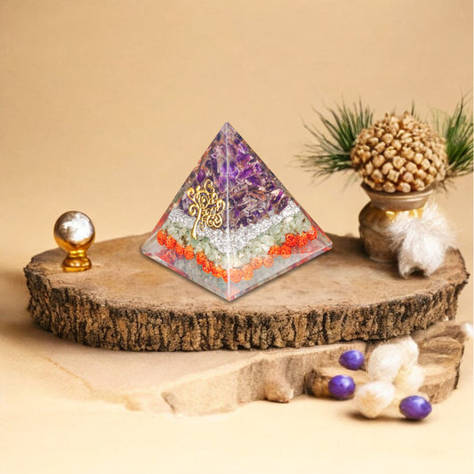 Amethyst and Amazonite Orgone Crystal Pyramid