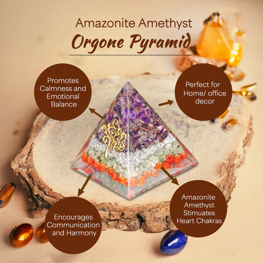 Amethyst and Amazonite Orgone Crystal Pyramid