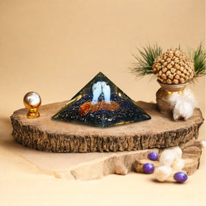 Black Tourmaline Blue Angel Orgone Pyramid