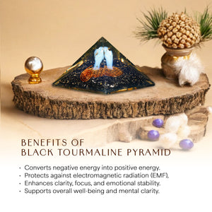 Black Tourmaline Blue Angel Orgone Pyramid