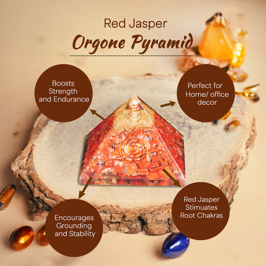 Red Jasper Orgone Crystal Pyramid for Motivation
