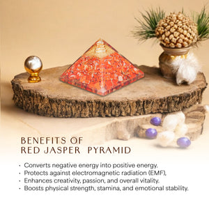 Red Jasper Orgone Crystal Pyramid for Motivation
