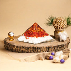 Rainbow Moonstone and Carnelian Orgone Pyramid