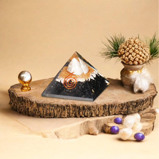 Black Tourmaline Orgone Pyramid for Positivity