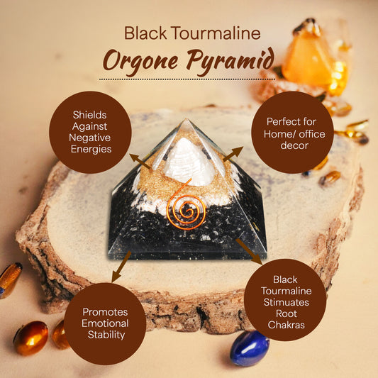 Black Tourmaline Orgone Pyramid for Positivity
