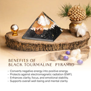 Black Tourmaline Orgone Pyramid for Positivity