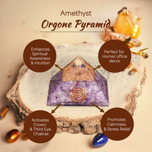 Amethyst Orgone Crystal Pyramid For Spirituality