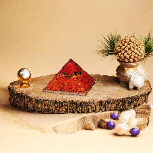 Red Jasper Orgone Crystal Pyramid For Courage