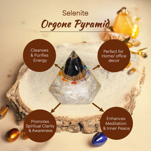 Selenite Orgone Crystal Pyramid For Positivity