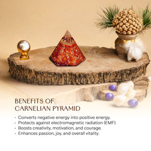 Carnelian Orgone Crystal Pyramid For Motivation