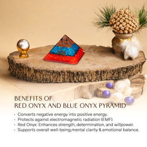 Red Onyx and Blue Onyx Orgone Crystal Pyramid