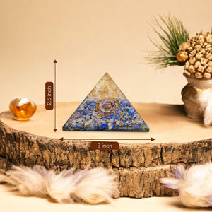 Lapis Lazuli and Citrine Orgone Crystal Pyramid