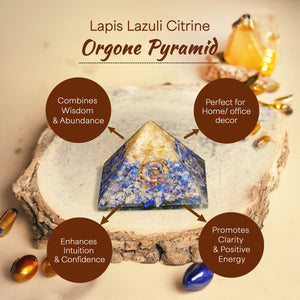Lapis Lazuli and Citrine Orgone Crystal Pyramid