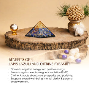 Lapis Lazuli and Citrine Orgone Crystal Pyramid