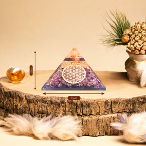 Amethyst and Green Aventurine Orgone Crystal Pyramid