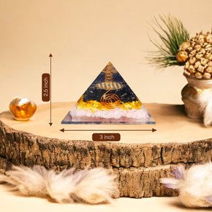 Rose Quartz, Citrine, and Black Tourmaline Orgone Pyramid