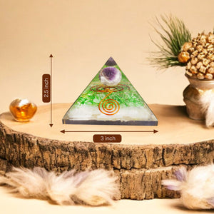 Selenite and Green Onyx Orgone Crystal Pyramid