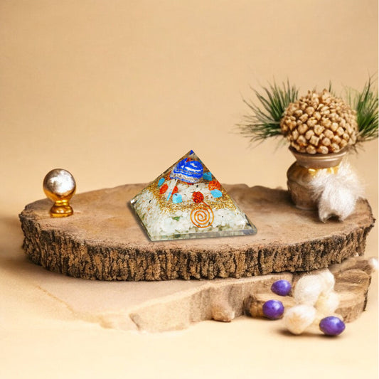 Rainbow Moonstone and Carnelian Orgone Crystal Pyramid
