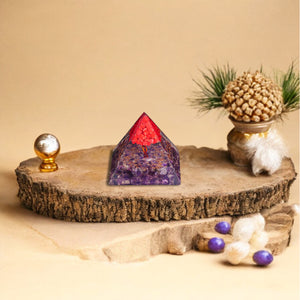 Amethyst and Red Jasper Orgone Crystal Pyramid