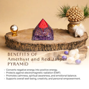 Amethyst and Red Jasper Orgone Crystal Pyramid