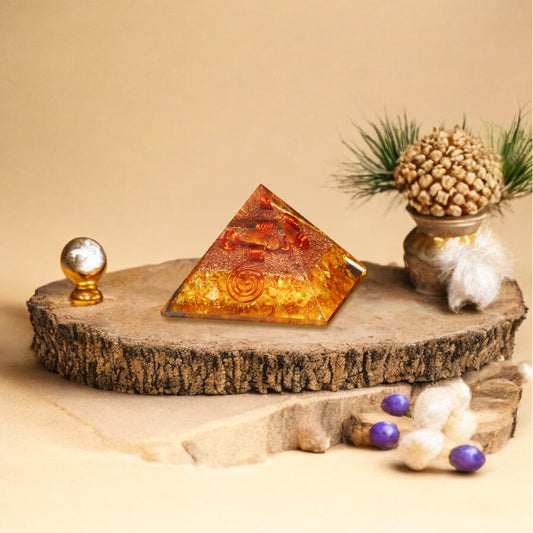 Yellow Onyx Orgone Pyramid For Happiness